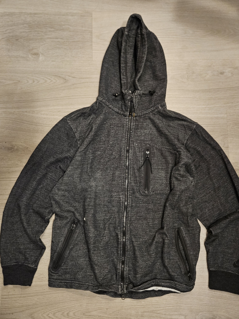 Nike Men's Charcoal Gray Full-Zip Hoodie Sweater